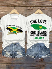 Women's Stronger Than The Storm Jamaica Proud One Love One Island Short Sleeve T-shirt