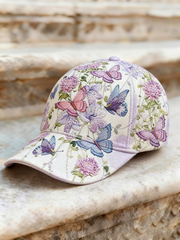Unisex Casual Purple Butterfly And Floral Hat