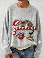 Women's Christmas Cat Flannel Hoodie