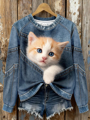 Women's Cat Print Sweatshirts