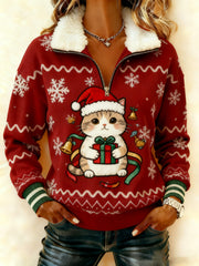 Women's Vintage Christmas Composite Fleece Hoodie
