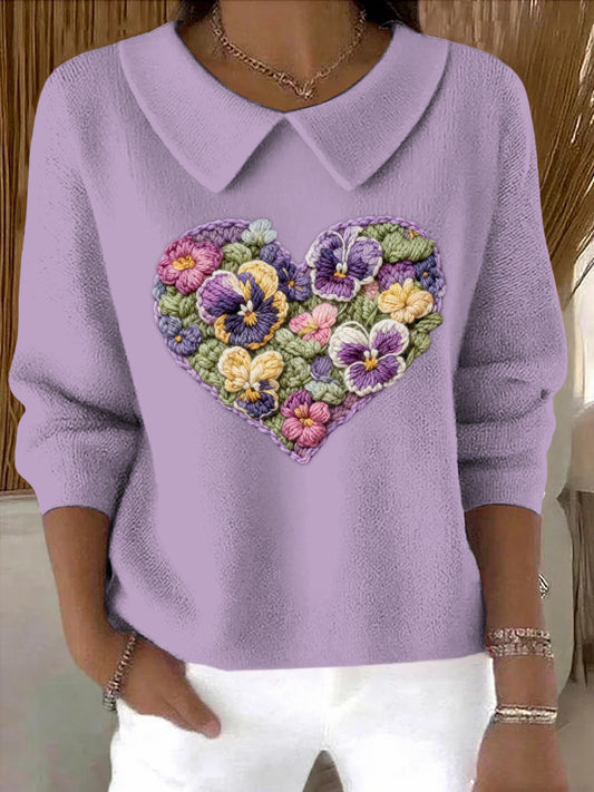 Women's Purple Floral Sweater