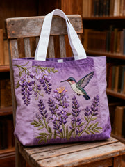 Purple Art Floral Alzheimer's Awareness Printed Canvas Bags