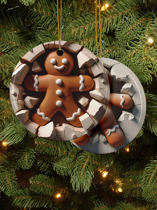 Merry Christmas 3D Art Printed Acrylic Decorative Ornament