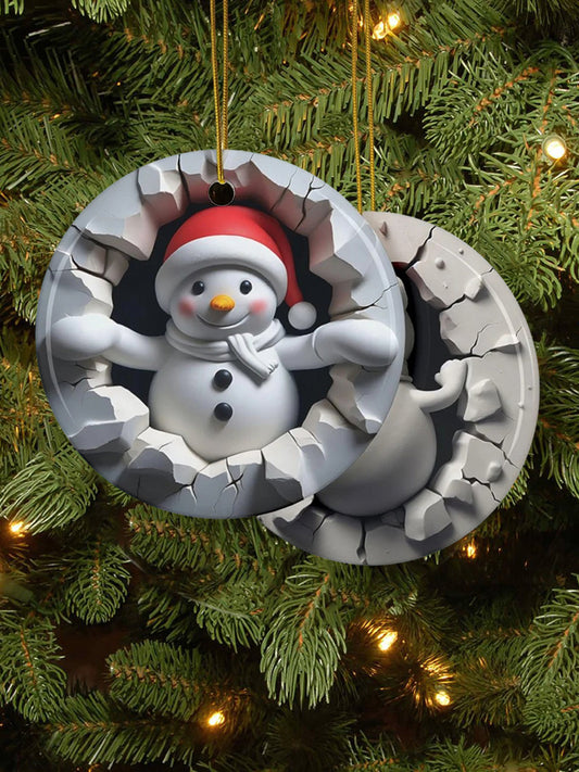 Merry Christmas 3D Art Printed Acrylic Decorative Ornament