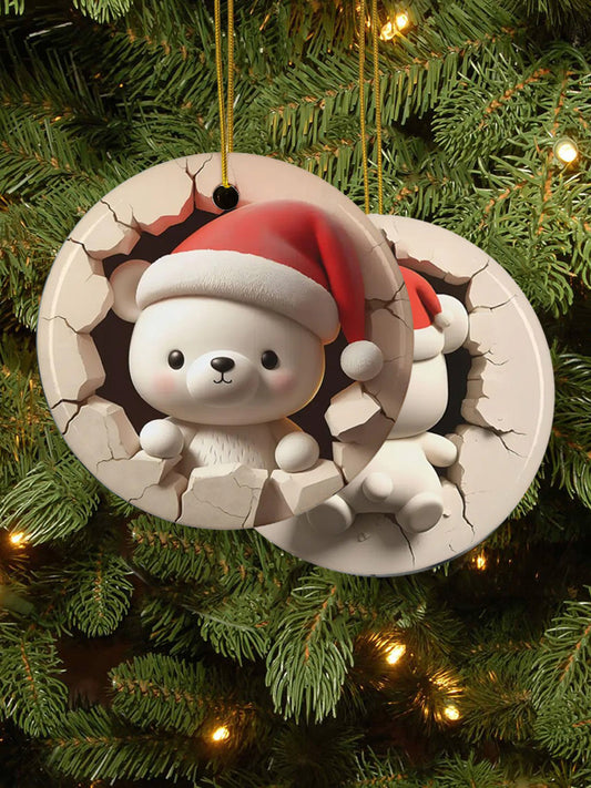 Merry Christmas 3D Art Printed Acrylic Decorative Ornament