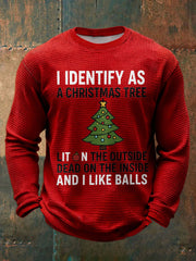 Men's Funny Identify As A Christmas Tree Printed Waffle Tops