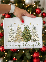 Women's Faux Yarn Merry And Bright Christmas Tree Print Casual Sweatshirt