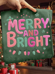 Women's Faux Yarn Merry And Bright Christmas Print Casual Sweatshirt