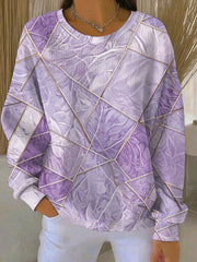 Women's Purple Art Print Casual Sweatshirt