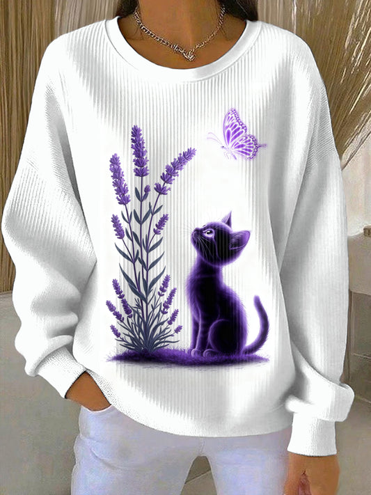Women's Purple Art Print Casual Sweatshirt