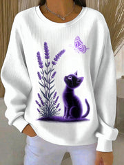 Women's Purple Art Print Casual Sweatshirt