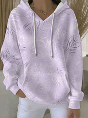 Women's Purple Art Print Casual Hoodie
