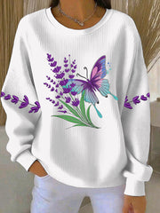 Women's Purple Art Print Casual Sweatshirt