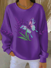 Women's Purple Art Print Casual Sweatshirt