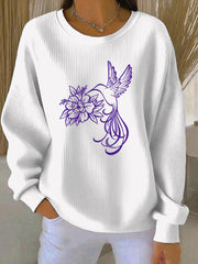 Women's Purple Art Print Casual Sweatshirt