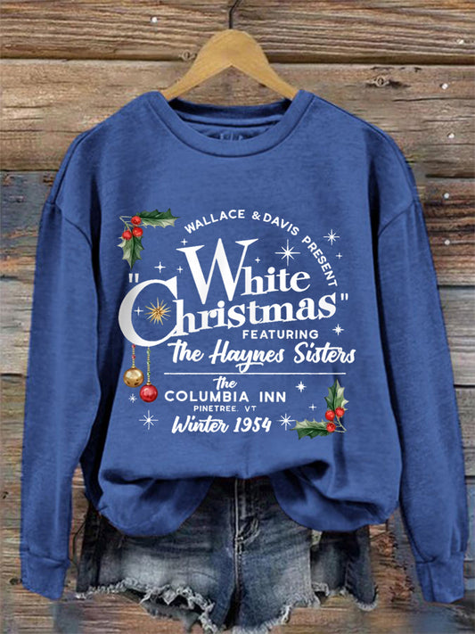 Women's White Christmas Print Casual sweatshirt