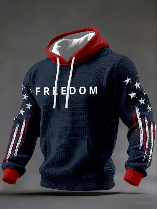 Men's Freedom Checkered Cotton Hoodie