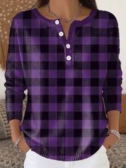 Women‘s Purple Plaid Print long-sleeve cardigan