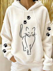 Women's Cute Cat Paws Flannel Hoodie