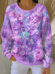 Women's Purple Flora Art Print Casual Sweatshirt