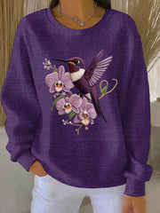 Women's Purple Art Print Casual Sweatshirt