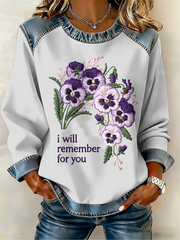 Women'S Casual Alzheimer'S "I Will Remember For You" Printed Sweatshirt