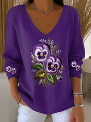 Women's Purple Art Printed Casual Top