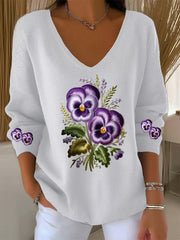 Women's Purple Art Printed Casual Top