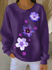 Women's Purple Art Print Casual Sweatshirt