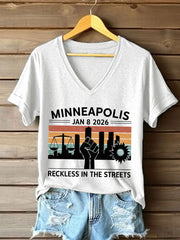 Women's Minneapolis reckless in the streets V-neck T-shirts
