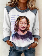 Women's Justice For Renee Nicole Good Denim Patchwork Top
