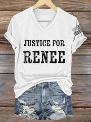 Women's Justice For Renee Nicole Good Minneapolis Protest V-Neck Tee