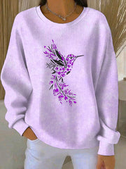 Women's Purple Art Print Casual Sweatshirt