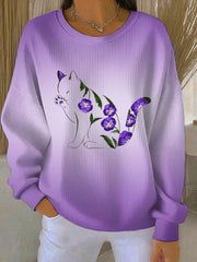 Women's Purple Art Print Casual Sweatshirt