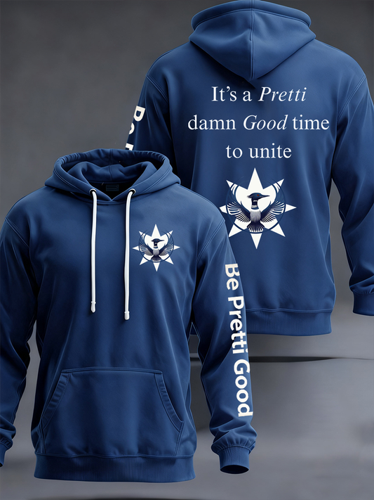 Men's It's A Pretti Damn Good Time To Unite Oversized Drop-Shoulder Hoodie With Pockets