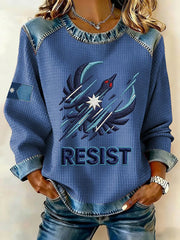 Women's Minnesota Resist Printed Denim Patchwork Top