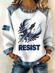 Women's Minnesota Resist Printed Denim Patchwork Top