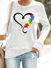 Women's Autism Awareness Ribbon Polyester Waisted Sweatshirt