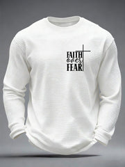 Men's Faith Over Fear Cross Waffle Long Sleeve T-Shirt