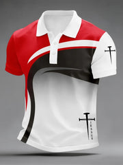 Men's Cross Faith Geometric Print Casual Top