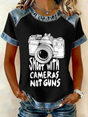 Women's 'Shoot with Cameras Not Guns' Waffle T-Shirts