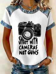 Women's 'Shoot with Cameras Not Guns' Waffle T-Shirts