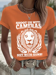 Women's 'Shoot us with cameras, not with guns' T-shirts