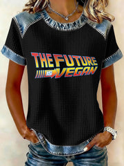 Women's 'The Future is Vegan' Sign Waffle T-Shirts