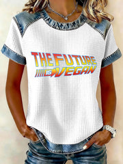 Women's 'The Future is Vegan' Sign Waffle T-Shirts