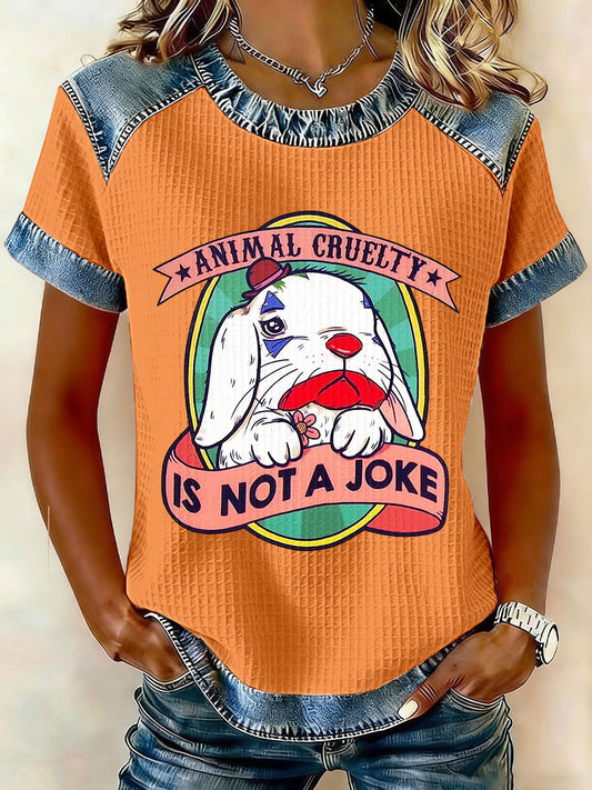 Women's 'Animal Cruelty Is Not a Joke' Waffle Knit T-Shirts