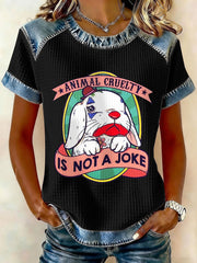 Women's 'Animal Cruelty Is Not a Joke' Waffle Knit T-Shirts