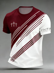 Men's Cross Faith Geometric Print Casual Tee