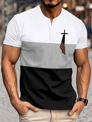 Men's Flag Cross Print short sleeve T-shirt